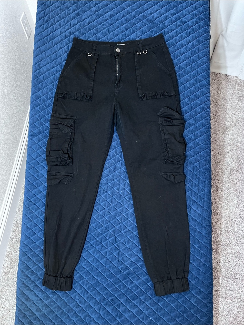 Fashion Nova Black Women's Cargo Boyfriend Jeans Joggers - Causal - Size Large